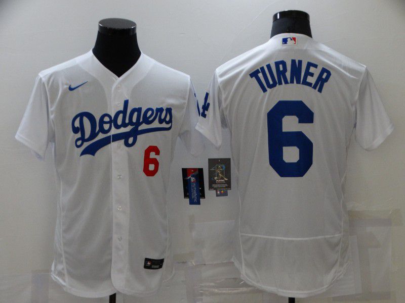 Men Los Angeles Dodgers #6 Turner White Elite Nike 2021 MLB Jersey